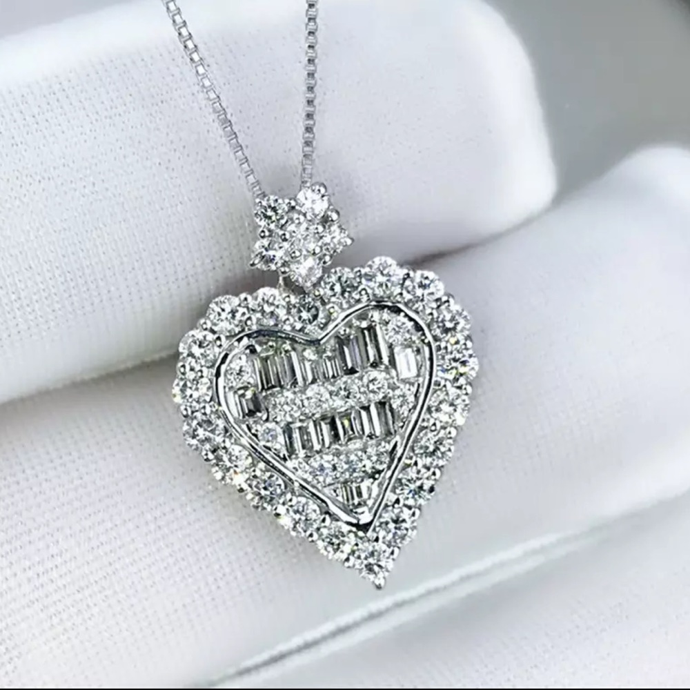 NEW 925 STERLING SILVER DIAMOND PENDANT NECKLACE - Picture 6 of 9